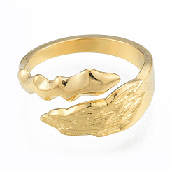 Ion Plating(IP) 304 Stainless Steel Leaf Cuff Rings&nbsp;RJEW-N038-125LG