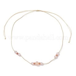 Adjustable Round Natural Carnelian & Cat Eye & Dyed Natural Malaysia Jade Rondelle Beaded Braided Necklaces&nbsp;NJEW-JN05322