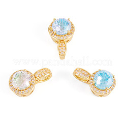 3Pcs 3 Colors Brass Micro Pave Cubic Zirconia Pendants&nbsp;KK-TA0008-25