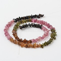 チップ天然マルチカラートルマリンビーズ連売り  グレードA +  3~4x4~5mm  穴：1mm  約15.7インチ&nbsp;X-G-M349-07