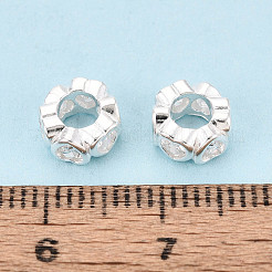スターリングシルバーの透明キュービックジルコニアスペーサービーズ925個  ハート  銀  7x3.5mm  穴：3.8mm&nbsp;STER-N016-118S