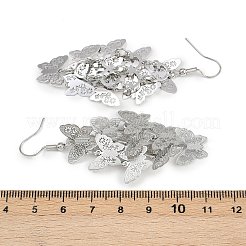 430ステンレススチール製バタフライダングルイヤリング  鉄のピアスフック  ステンレス鋼色  71mm&nbsp;EJEW-A137-05P