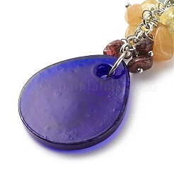 Natural & Synthetic Gemstone Beaded & Handmade Lampwork Pendants Keychain&nbsp;KEYC-JKC00344-01
