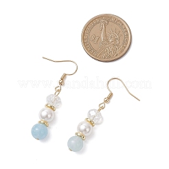 Round Dyed Natural Quartz Dangle Earrings&nbsp;EJEW-JE06778-01