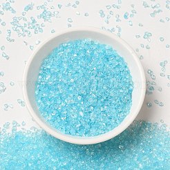 透明電気めっきの砕いたガラス工芸品  ABカラーメッキ  不規則なガラスチップ  ネイルアート用 diy 花瓶フィラー  ライトスカイブルー  1.5~2x1.5~2mm&nbsp;GLAA-F123-07