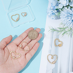 6個6スタイル真鍮製スクリュークラスプ  ハート  ゴールドカラー  14.5~26.5x15~27x1.5~6mm  1個/スタイル&nbsp;KK-UN0005-47