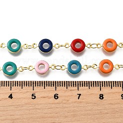 Brass Colorful Enamel Donut Link Chain Necklaces for Women&nbsp;NJEW-D314-04G