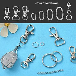 DIYキーホルダー作成キット  合金と鉄のスイベルカニカンを含む  アイアン製キーリング  304ステンレススチールエンドチェーン  プラチナ＆ステンレス鋼色  295個/箱&nbsp;DIY-YW0007-62