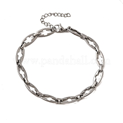 男性用304ステンレススチール中空クロスリンクチェーンブレスレット  ステンレス鋼色  7-3/8インチ（18.8cm）&nbsp;BJEW-JB12294-02