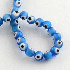 Round Handmade Evil Eye Lampwork Beads Strands&nbsp;LAMP-R114-8mm-03