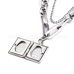 Non-Tarnish 304 Stainless Steel Diffuser Locket Pendant Necklaces&nbsp;NJEW-M181-02P
