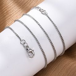 女性のための真鍮のベネチアンチェーンネックレス  304ステンレススチール製カニカン付き  ラックめっき  鉛フリー＆カドミウムフリー  長持ちメッキ  プラチナ  17.80x0.06インチ（45.2x0.15cm）&nbsp;NJEW-D302-08P