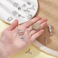 50個10スタイルチベットスタイル亜鉛合金ペンダント  ツール  アンティークシルバー  15~38x6~24x1.5~5mm  穴：1.5~2.5mm  5個/スタイル&nbsp;FIND-CJ0001-18