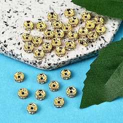 真鍮製ラインストーンスペーサービーズ  グレードAAA  ストレートフランジ  ニッケルフリー  ゴールデンの金属色  ロンデル  クリスタル  6x3mm  穴：1mm&nbsp;RB-A014-Z6mm-01G-NF