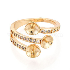 Brass Micro Pave Cubic Zirconia Cup Peg Ring Settings&nbsp;KK-N274-21G
