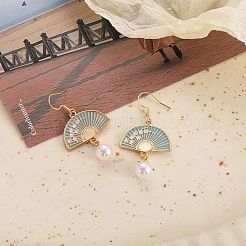 Fan Alloy Enamel Dangle Earrings&nbsp;FS-WGD347D-01