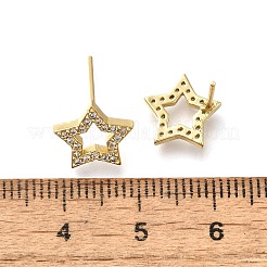 Star Brass Micro Pave Cubic Zirconia Ear Studs&nbsp;EJEW-D304-33G