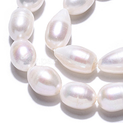天然養殖淡水パールビーズ連売り  ライス  乳白色  12.5~18.5x9.5~11.5mm  穴：0.8mm  約23~26個/連  14.80インチ〜15.39インチ（37.6~39.1cm）&nbsp;PEAR-N012-10B