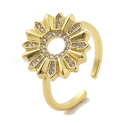 Brass Micro Pave Cubic Zirconia Cuff Rings for Women&nbsp;RJEW-P129-06B-G