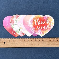 コート紙ありがとうグリーティング カード  心と言葉ありがとう模様  感謝祭のために  カラフル  60x70x0.3mm  穴：4mm  30個/袋&nbsp;DIY-FS0007-76B
