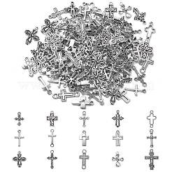 150pcs15スタイルチベットスタイルアロイペンダント  クロスチャーム  宗教  アンティークシルバー  15~23x8~14x1~3mm  穴：1.4mm  10個/スタイル&nbsp;TIBEP-CJ0002-22