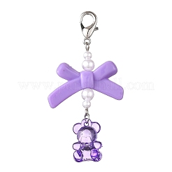 Acrylic Bear with Bowknot Pendant Decorations&nbsp;HJEW-JM04101