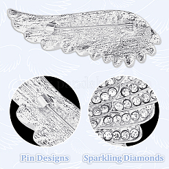 2Pcs Wing Alloy Rhinestone Brooches for Backpack Clothes&nbsp;JEWB-FH0002-05P