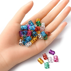 200 個のアルミドレッドヘアビーズ髪飾り  ヘアコイルカフ  ミックスカラー  9x8mm  穴：7mm&nbsp;ALUM-YW0001-04