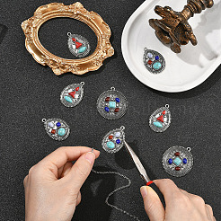 12Pcs 3 Styles Alloy with Dyed Synthetic Turquoise Pendants&nbsp;FIND-SZ0019-79