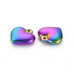 ステンレスペンダント201個  ハート  虹色  16.5x16x5mm  穴：1.5mm&nbsp;STAS-S119-056