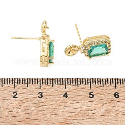 Brass Pave Cubic Zirconia Stud Earring Findings&nbsp;KK-C172-10G