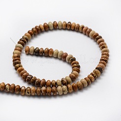 ロンデル天然ピクチャージャスパービーズ連売り  6x4mm  穴：1mm  約105個/連  15.74インチ&nbsp;G-L439-08