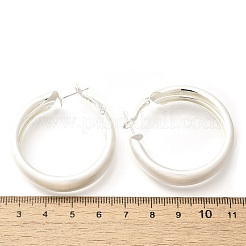 女性用真鍮リングフープピアス  銀  44x10mm&nbsp;LS-EJEW-A121-17B-S