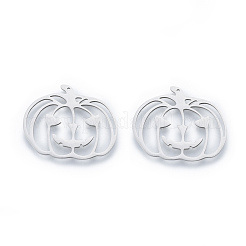 変色しない201ステンレススチールペンダント  カボチャのハロウィーンのカボチャのちょうちん  ハロウィンスタイル  ステンレス鋼色  23x28.5x1mm  穴：1mm&nbsp;STAS-N090-LA918-1