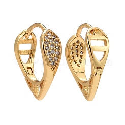 Teardrop Clear Cubic Zirconia Huggie Hoop Earrings&nbsp;EJEW-C012-01