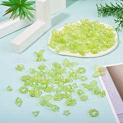 透明アクリルビーズ 100g 182個  ABカラーメッキ  混合図形  緑黄  8~29x9~42.5x2~9mm  穴：1.4~2.8mm  100 G /セッティング&nbsp;OACR-TA0003-66B