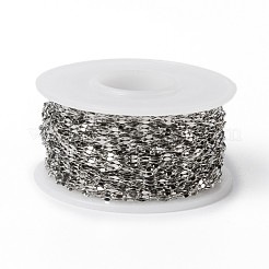 変色しにくい手作りの304ステンレススチールアズキチェーン  ハンダ付け  スプールで  ステンレス鋼色  4x2x0.3mm  約32.8フィート（10m）/ロール&nbsp;CHS-H007-62P