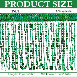 ポリエステル＆ペット服アクセサリー  レーザープラスチックパイエットビーズ付き  グリーン  6-3/4インチ（170mm）&nbsp;DIY-WH0678-121D