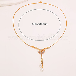 Fashion Brass Pave Clear Cubic Zirconia Heart Tassel Necklaces for Women&nbsp;WQ3297