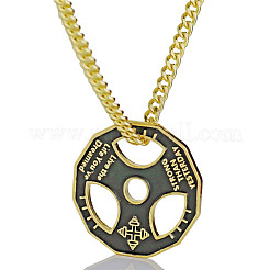 フィットネスバーベル合金製ブラックエナメルペンダントネックレス（男性用）  ゴールドカラー  23.62インチ（60cm）&nbsp;FS-WG955E3-02