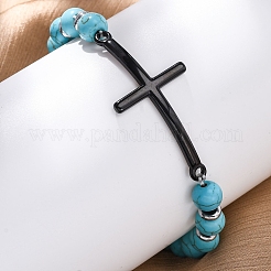 Round Synthetic Turquoise Bead Stretch Bracelets&nbsp;BJEW-F493-05EB-02