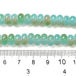 プリントガラスビーズ焼付塗装ガラスビーズ連売り  ロンデル  ターコイズ  8x4.5mm  穴：1.2mm  約162個/連  29.92インチ（76cm）&nbsp;X-DGLA-C003-01H
