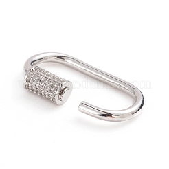 Brass Micro Pave Clear Cubic Zirconia Screw Carabiner Lock Charms&nbsp;ZIRC-E164-10P