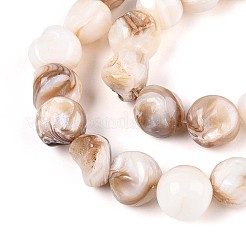 天然淡水シェルビーズ連売り  ナゲット  貝殻色  7~12x6~12x6~12mm  穴：0.9mm  約36~37個/連  15.16~15.55インチ（38.5~39.5cm）&nbsp;SSHEL-N040-15