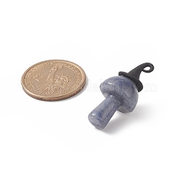 混合天然石ペンダント  きのこチャーム  黒のハロウィーン合金 3D 魔法の帽子付き  31~33x6mm  穴：1.5x2mm&nbsp;PALLOY-JF01987