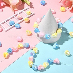 90 個 3 色 UV メッキ不透明レインボー虹色アクリルビーズ  グラデーションカラー  ハート  ミックスカラー  15x12.5x12mm  穴：2.5mm  30個/カラー&nbsp;PACR-CJ0001-32