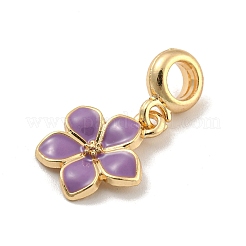 Rack Plating Alloy Enamel Flower European Dangle Charms&nbsp;FIND-B034-55G-05