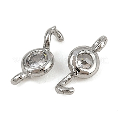 Brass Pave Clear Cubic Zirconia Connector Charms&nbsp;KK-H078-09C-P