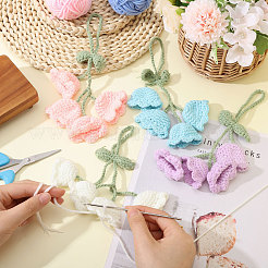 4Pcs 4 Colors Cotton Yarn Pendant Decorations&nbsp;HJEW-FG0001-21