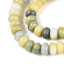 ガラスビーズ連売り  天然石風  ロンデル  染め  レモンシフォン  8~8.5x4.5~5mm  穴：1~1.2mm  約155~159個/連  30.12~31.30インチ（76.5~79.5cm）&nbsp;GLAA-N059-5x8mm-32